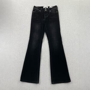 PTCL Low Rise Flare Pants Womens 25 Black Velvet Grunge Punk Emo Goth Jeans